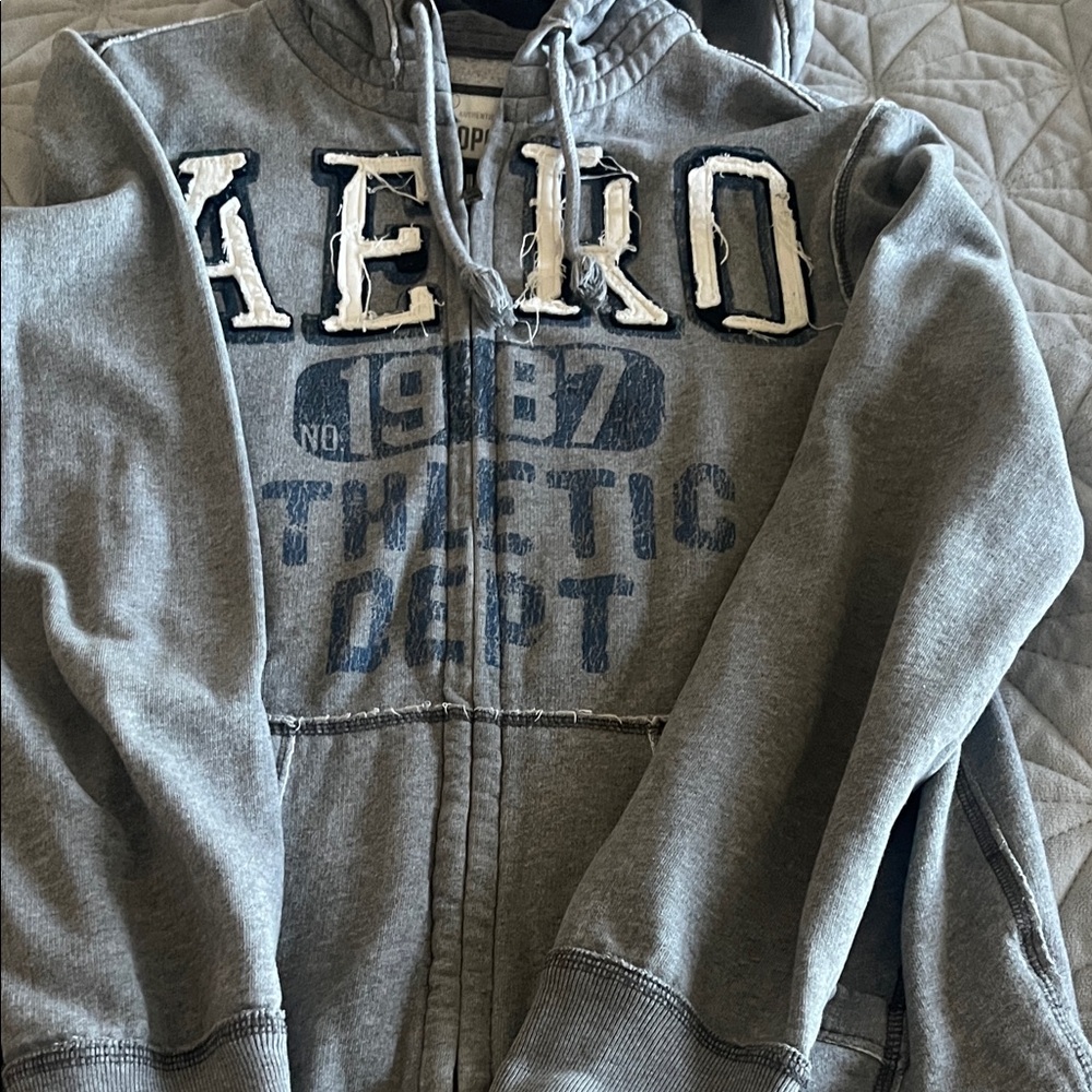 Aeropostale Gray Hoodie Jacket unisex Sz sm